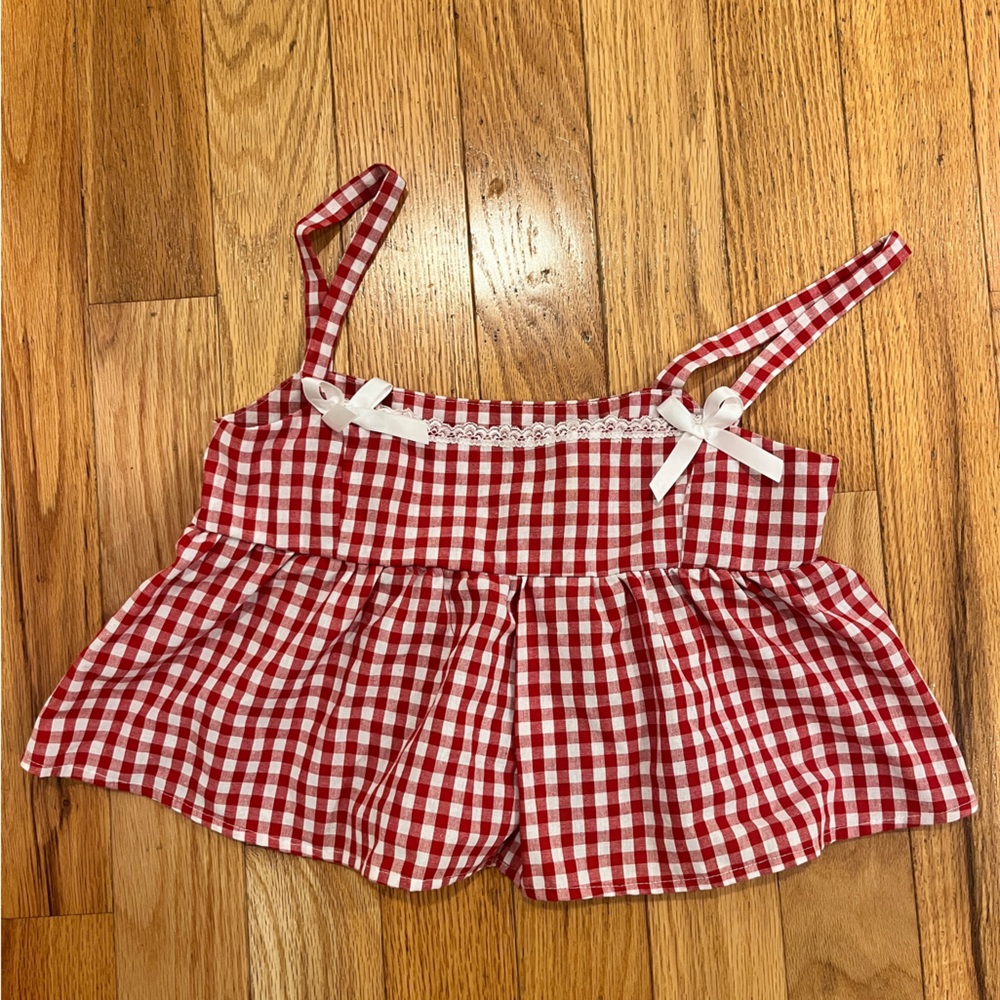 Red and White Gingham Crop Top